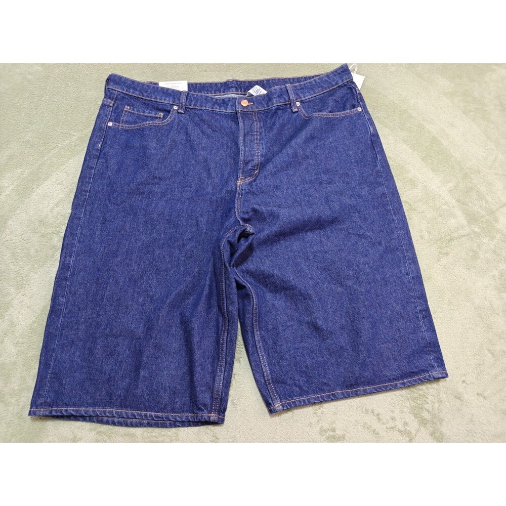 HM Denim Womens Sz 20 Baggy Bermuda Shorts High Waist Dark Wash Button Fly NWT